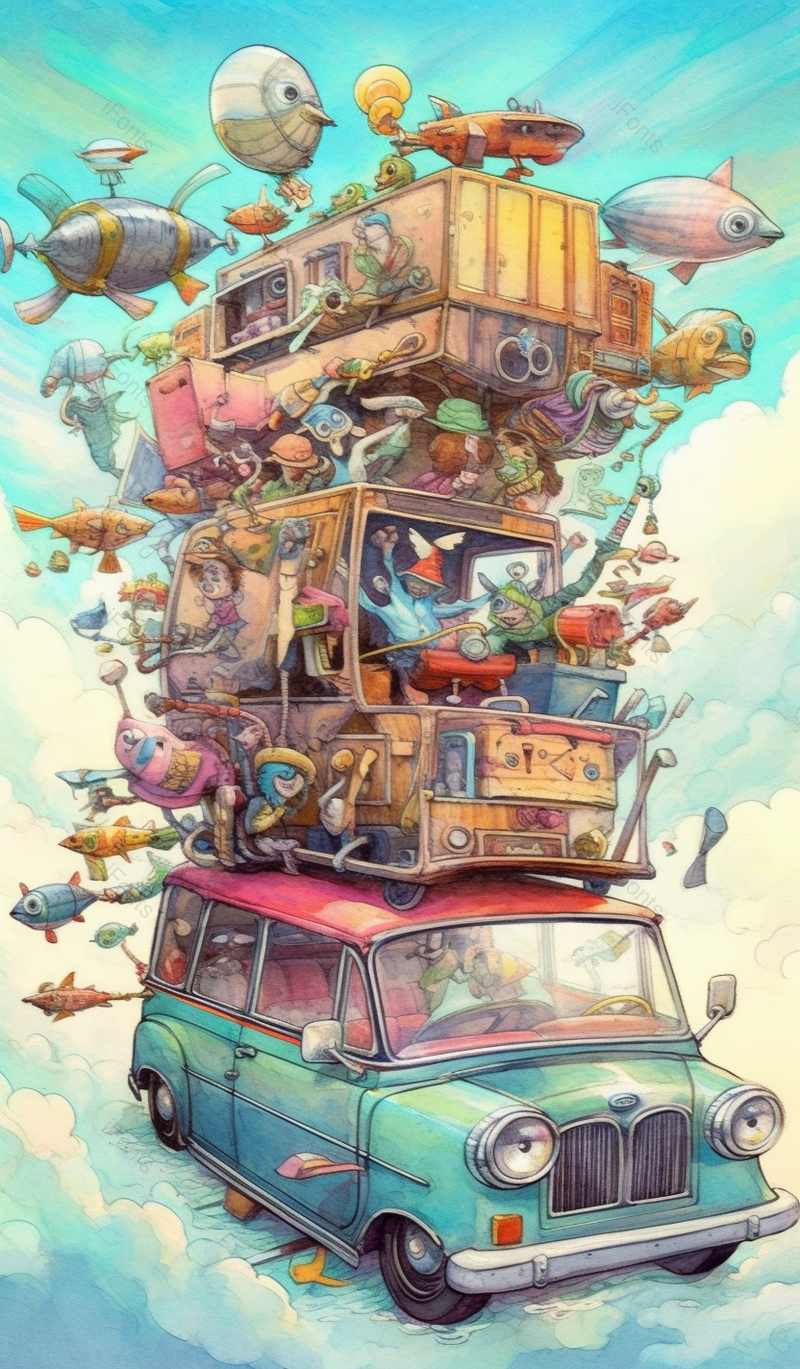 天空满载汽车多个车重叠房屋搬家旅行未来创意插画,插画/手绘图,插画/手绘图库,插画/手绘图下载,插画/手绘